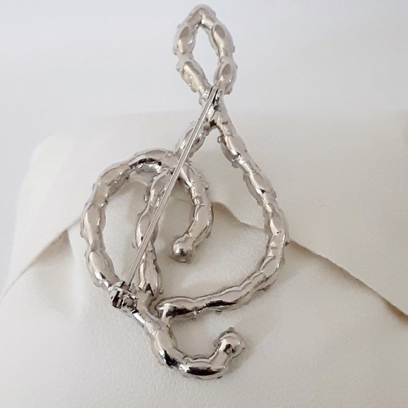 Vintage AB rhinestone treble clef brooch - Picture 3 of 4